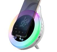 Enceinte sans fil - Support de téléphone HiFi, support de charge rapide avec base d'amplificateur audio à induction, fonction de support de visionnage mains libres, idéal pour chambre à coucher