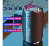 Enceinte sans fil ZEALOT S61 20W, portable pour l'extérieur, enceinte Bluetooth, batterie longue durée 3600 mAh, avec éclairage RGB, jusqu'à 8 heures de lecture, compatible avec les téléphones portabl