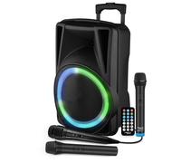 Enceinte Sonorisation - FSD12 - 12" 31CM - 600W - Batterie - RING LED - USB SD Bluetooth TWS - 3 Micros Karaoké