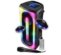 Enceinte SONO DJ Autonome 300W Pickering Bluetooth 5.0 Amplifiée TWS Rechargeable LED Microphone USB MicroSD Noir, Jeux OVNI LED