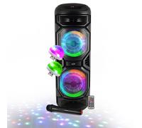 Enceinte SONO DJ BASS sur batterie Lumineuse 800W - Bluetooth, USB, Microphone sans fil, Réglage BASS, 2 Mini Lumières LED