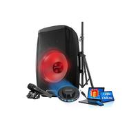 Gemini Enceinte DJ Boomer 15" LED 2000W Bluetooth USB/SD FM TWS avec pied et câble