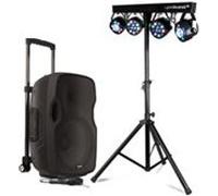 Enceinte SONO DJ Gemini 1000W, sur Batterie, Microphone, SONORISATION PA, USB/Bluetooth/AUX/SD Portique Lumières Xperformer LED
