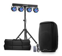 Enceinte SONO DJ Gemini AS-2115BT Enceinte PA Active 15"" 2000W Bluetooth USB SD TWS XLR Mix Output + Portique Lumières DJ DMX