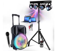 Enceinte SONO DJ PARTY 400W AVEC USB, Micro SD, BLUETOOTH, Radio FM, MICRO Portique Lumière, soirées Anniversaires Fêtes