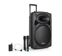 Enceinte Sono IBiza DJ Portable 15"" 800W Autonome Batterie Bluetooth Karaoké 3 Micros VHF Main Tête