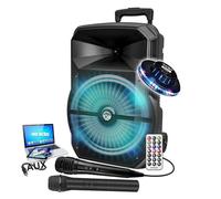 Enceinte sono Karaoké MYDJ MDJ 12 RVB à LEDs, 600W 12" USB, Bluetooth, PC, Application Micros VHF et filaire, lumière OVNI
