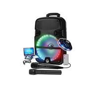 Enceinte sono Karaoké MYDJ MDJ12 Ring à LEDs RVB 600W 12" USB, Bluetooth, TWS, PC, Micros VHF et filaire, lumière OVNI