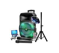 Enceinte sono Karaoké MYDJ MDJ12 RVB à LEDs, 600W 12" USB, Bluetooth, PC, Application Micros VHF et filaire, Support, OVNI