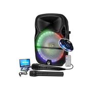 Enceinte sono Karaoké MYDJ MDJ15 Ring à LEDs RVB 700W 15" USB, Bluetooth, PC, TWS, Micros VHF et filaire, lumière OVNI