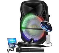 Enceinte sono Karaoké MYDJ MDJ15 Ring à LEDs RVB 700W 15" USB, Bluetooth, PC, TWS, Micros VHF et filaire, lumière OVNI