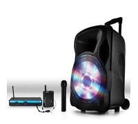 Enceinte sono mobile 800W 15"" LED/USB/BT/SD/FM + Micros sans-fil/serre-tête PARTY15