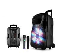 Enceinte sono mobile amplifiée 800W 15"" LED/USB/BT/SD/FM + 2 micros sans-fil PARTY15