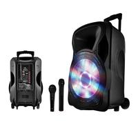 Enceinte sono mobile amplifiée 800W 15"" LED/USB/BT/SD/FM + Micros sans-fil/filaire PARTY15