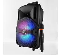 Enceinte sonorisation batterie 8"" 400W à LEDs RVB USB/SD/BT + Micro VHF - MyDJ Djoon08