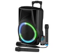 Enceinte Sonorisation - FSD12 - 12" 31CM - 600W - Batterie - RING LED - USB SD Bluetooth TWS - 3 Micros Karaoké