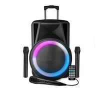 Enceinte Sonorisation - FSD15-38CM - 700W - sur Batterie - Effet Ring LED - USB SD Bluetooth TWS - 3 Micros Karaoké