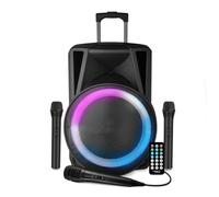 Enceinte Sonorisation - FSD15 - 38CM - 700W - sur Batterie - Effet RING LED - USB SD Bluetooth TWS - 3 Micros Karaoké