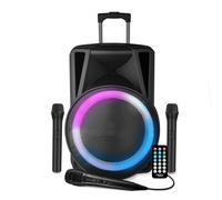 Enceinte Sonorisation - FSD15 - 38CM - 700W - sur Batterie - Effet RING LED - USB SD Bluetooth TWS - 3 Micros Karaoké