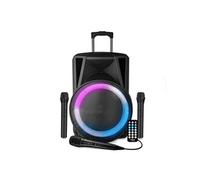 enceinte sonorisation - fsd15 - 38cm - 700w - sur batterie - effet ring led - usb sd bluetooth tws - 3 micros karaoké