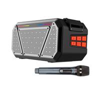 Enceinte stéréo portable - MEDIA WAVE STORE - Bluetooth 5.3 - Éclairage RVB - Microphone sans fil - Radio FM