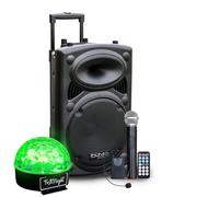 Enceinte sur batterie 700W Bluetooth USB + Micros IBIZA PORT12VHF-BT + Jeu de lumière Festinight SIXMAGIC SONO DJ SOIREE