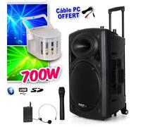 Enceinte sur batterie - IBIZA SOUND - PORT12VHF-BT - 700W (350W RMS) - Bluetooth - 2 micros VHF