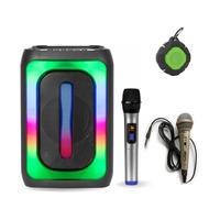 Enceinte USB Bluetooth Portable Karaoke Ibiza SIGMA20 Animation Multicolore - 2 Micros - Cadeau Enfant Fête Boum