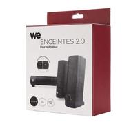 WE Enceinte barre de son PC 2x2,5W modulable USB Jack stéréo 3,5mm Interrupteur on/off Noir
