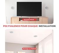 Enceintes 2 Voies À Encastrer ¿ Haut-Parleurs Muraux/Plafond Avec Woofer Graves Moyens, Bobine 2,5 Cm Haute Température ¿ Système Audio Intégré Clair Et Puissant