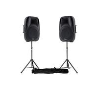 Enceintes actives 10"/25CM 500W USB/SD/BT + pieds