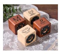 Enceintes Bluetooth personnalisables, portables et rechargeables, en bois, gravure de nom personnalisé, cadeau pour couple, anniversaire, Noël, cadeau pour lui (noyer)