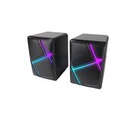 Mars Gaming MSH, Haut-parleurs Gaming RGB Flow, Haut-parleurs Inversés et Son 3D-Surround 10W, Boîtier de Contrôle de Volume, Connexion Universelle Jack 3.5mm, Noir
