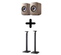 Enceintes connectées Hi-Fi KEF LSX 2 Soundwave Vendues par paire + Pieds de sol KEF S1 pour LSX / LSX 2 Noir Vendus par paire