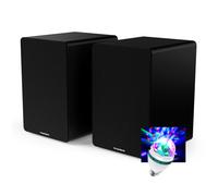 Enceintes de bibliothèque, Caisson Bois - 50W - WS400DUO, Bluetooth 5.0, Entrée optique câble inclus, Lumière DIAMS LED