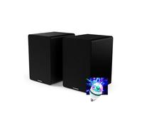 Enceintes de bibliothèque, Caisson Bois - 50W - WS400DUO, Bluetooth 5.0, Entrée optique câble inclus, Lumière DIAMS LED