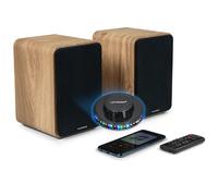 Enceintes de bibliothèque, Caisson Bois COSY - 100W - Thomson WS602DUO - Bluetooth 5.0, Entrée optique câble inclus, Ovni LED