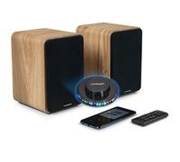 Enceintes de bibliothèque, Caisson Bois COSY - 100W - WS602DUO - Bluetooth 5.0, Entrée optique câble inclus, Ovni LED