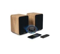 Enceintes de bibliothèque, Caisson Bois COSY - 100W - Thomson WS602DUO - Bluetooth 5.0, Entrée optique câble inclus, Ovni LED