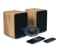 Enceintes de bibliothèque, Caisson Bois COSY - 100W - Thomson WS602DUO - Bluetooth 5.0, Entrée optique câble inclus, Ovni LED