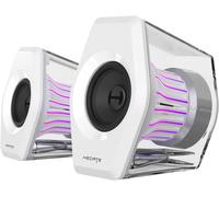 Enceintes Gaming de Bureau Edifier G2000 Pro 64W 2.0 pour PC, Mac et Ordinateur Portable avec Caisson de Basses, Bluetooth, USB, Entrées AUX 3.5mm et Éclairage RGB - Blanc