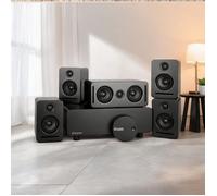 Enceintes home cinéma sans fil 5.1 Dolby Atmos design compact en MDF et métal noir - Son immersif WiSA