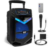 - Enceinte Bluetooth Puissante - 800W - Batterie Rechargeable - Micro Filaire SD/USB/AUX Radio - Eclairage LED et Roues - Noir