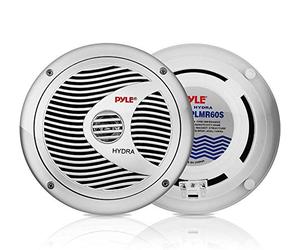 Enceintes marines doubles Pyle 6,5" - Système audio stéréo extérieur 2 voies étanche et résistant aux intempéries avec 150 watts de puissance, cône en polypropylène et contour en tissu