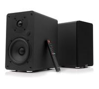VULKKANO A5 Arc Enceintes Monitoring Active avec Woofer 5.25", Bluetooth 5.0, HDMI Arc, Optique, RCA, Coaxial, USB, Sortie Subwoofer, Enceinte Amplifiée HiFi au Design Élégant, Couleur Noire