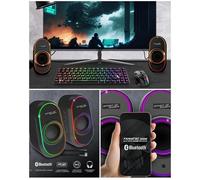 Enceintes PC Bluetooth 5.1 PC haut-parleur 2.0 Alimenté USB JACK 3.5 mm Mâle 12W LED RGB Contrôle du Volume