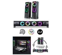 Enceintes PC - SOUNDPHONIC - Pack 2 - 6W RMS - Rétro-éclairage RGB - USB 2.0