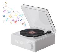 Enceintes pour tourne-disque - Haut-parleur avec réveil sans fil - Tourne-disque vertical intelligent pour la plage, le vélo, le garage, la cour, la chambre à coucher