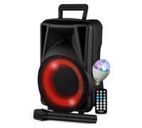 "Enceintes sono Enceinte Active - FestiSound FESTI08 - 8"" 20CM - 200W - Batterie - Effet RING LED - USB SD Bluetooth TWS - Micro VHF + Ampoule"