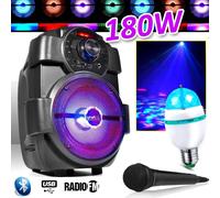 Enceintes sono Party Light Karaoké Enfants Enceinte 180W portable MICRO Batterie HANDY180 avec USB/BLUETOOTH/ RADIO FM + Ampoule 3 LED